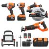 Tool Combo Kit, 20V Brushless 5-Tool Combo Kit, Cordless Power Tool Combo Kit, Cordless Drill and Impact Driver, with 4.0 Ah Batteries, Charger