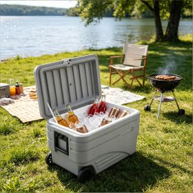 103 Outdoor Portable Ice Cooler with Foldable Pull And Carry Handles Wheeled for Easy Transport