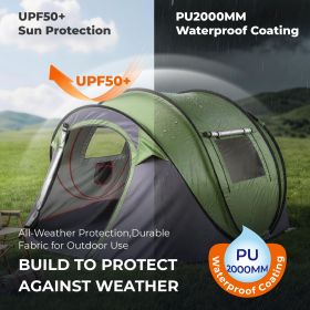 4 Person Pop Up Tent for Camping, Waterproof Instant Family Tent with Front Awning, Automatic Tent Throw Pop Up Instant Flip Pop Tent for Camping