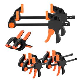 Bar Clamps for Woodworking, 8-Pack, 6" and 12", with Spring Clamps, One-Handed Clamp/Spreader, 154 lbs Load Limit, Quick Release, Self-Locking De