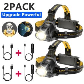 LED Headlamp Rechargeable Head Torch Zoom Headlight Lamp Flashlight Fishling Camping Light With 3 Modes Work Light Shipping Via DHL-Ground,Cannot (Option: 2PACK)