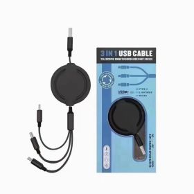 Three-in-one Mobile Phone Data Cable, Free Switching Of Interfaces, Multi-device Charging Is Super Convenient. (Option: Black)