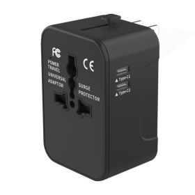 Travel Adapter Worldwide All In One International Power Adapter Universal Adapter Plug With 2.1A Dual USB Charging Ports For Asia Europe UK AUS A (Option: Black)