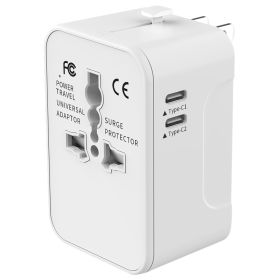 Travel Adapter Worldwide All In One International Power Adapter Universal Adapter Plug With 2.1A Dual USB Charging Ports For Asia Europe UK AUS A (Option: White)
