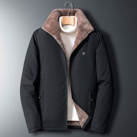 Aulemen Men Winter Jacket Windproof Warm Coat Men's Casual Men Autumn Brand Outwear New Fashion Outdoor Thick Fleece Jacket Man (Color: black, size: XL(60-67.5Kg))