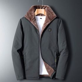 Aulemen Men Winter Jacket Windproof Warm Coat Men's Casual Men Autumn Brand Outwear New Fashion Outdoor Thick Fleece Jacket Man (Color: Gray, size: L(52..5-60Kg))