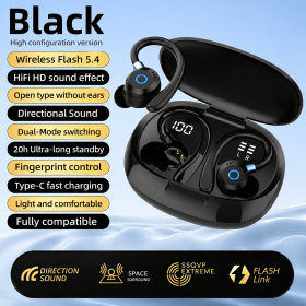 K09 Wireless Earphones Bluetooth Earbuds Dual Ear In-Ear Headphones with Digital Display Noise Reduction for Business And Sports (Color: black)