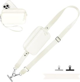 Clip and Go Strap for Phone with Wallet Crossbody, Adjustable Phone Lanyard with Detachable RFID Wristlet Wallet (size: Cream  Large)