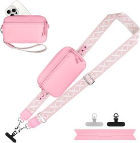 Clip and Go Strap for Phone with Wallet Crossbody, Adjustable Phone Lanyard with Detachable RFID Wristlet Wallet (size: Pink-pattern Strap  Large)