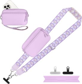 Clip and Go Strap for Phone with Wallet Crossbody, Adjustable Phone Lanyard with Detachable RFID Wristlet Wallet (size: Purple 2  Large)