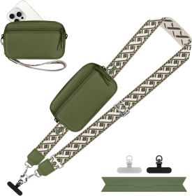 Clip and Go Strap for Phone with Wallet Crossbody, Adjustable Phone Lanyard with Detachable RFID Wristlet Wallet (size: Olive Green Large)