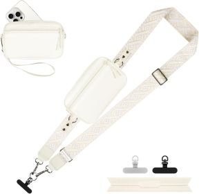 Clip and Go Strap for Phone with Wallet Crossbody, Adjustable Phone Lanyard with Detachable RFID Wristlet Wallet (size: Cream-pattern Strap  Large)