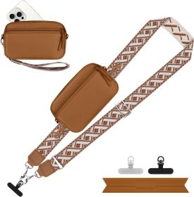 Clip and Go Strap for Phone with Wallet Crossbody, Adjustable Phone Lanyard with Detachable RFID Wristlet Wallet (size: Bronze  Large)