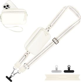 Clip and Go Strap for Phone with Wallet Crossbody, Adjustable Phone Lanyard with Detachable RFID Wristlet Wallet (size: Cream-silver  Large)