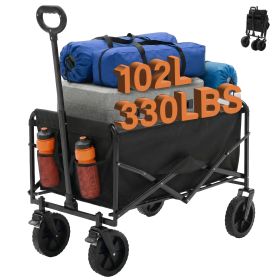 Foldable trolley, with wheels, foldable, large capacity, 330 pounds, multi-functional trolley, heavy-duty design, with elastic handles (Color: black/7in)
