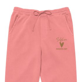 Self Love Unisex pigment-dyed sweatpants with Old Gold Embroidery - unisex sweatpants (Color: Pigment Pink, size: XL)