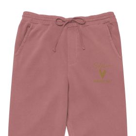 Self Love Unisex pigment-dyed sweatpants with Old Gold Embroidery - unisex sweatpants (Color: Pigment Maroon, size: XL)