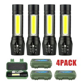 2Set USB Rechargeable COB LED Flashlight Zoomable Torch Light Lamp Camping Portable(Must Provide A Hazardous Materials Shipping Label For Self-pi (Quantity: 4 sets)