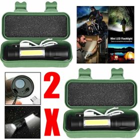 2Set USB Rechargeable COB LED Flashlight Zoomable Torch Light Lamp Camping Portable(Must Provide A Hazardous Materials Shipping Label For Self-pi (Quantity: 2 sets)