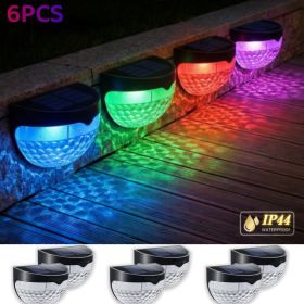 6 Pack RGB Solar Fence Lights, Deck Lights Solar Powered Outdoor Waterproof Fence Lighting for Fence Deck Step Stair Post Wall. (Black) (Quantity: 6 PACK)