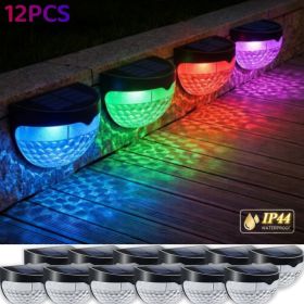 6 Pack RGB Solar Fence Lights, Deck Lights Solar Powered Outdoor Waterproof Fence Lighting for Fence Deck Step Stair Post Wall. (Black) (Quantity: 12PACK)