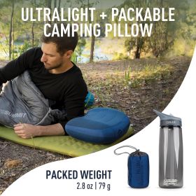 Thick Camping Memory Foam Pillow, Compressible & Ultralight Travel Pillow for Backpacking - Ergonomic Neck & Lumbar Support for Side Sleepers (size: Navy Blue)