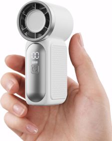 Portable Handheld Mini Fan, 6 Speeds 16900 RPM High Velocity Personal Fan with LED Display, USB Rechargeable, Mini Fan with Lanyard for Makeup, T (Color: White)