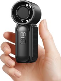 Portable Handheld Mini Fan, 6 Speeds 16900 RPM High Velocity Personal Fan with LED Display, USB Rechargeable, Mini Fan with Lanyard for Makeup, T (Color: black)