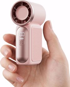 Portable Handheld Mini Fan, 6 Speeds 16900 RPM High Velocity Personal Fan with LED Display, USB Rechargeable, Mini Fan with Lanyard for Makeup, T (Color: pink)