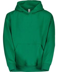 Youth Pullover Fleece Hoodie - BLACK - XS (Color: KELLY, size: XS)