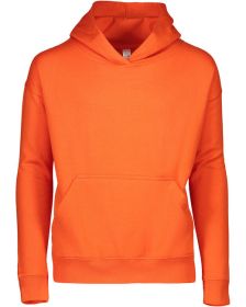 Youth Pullover Fleece Hoodie - BLACK - XS (Color: Orange, size: M)
