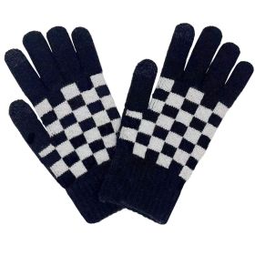 Fashion Week Checkered Cozy Gloves (Color: black)
