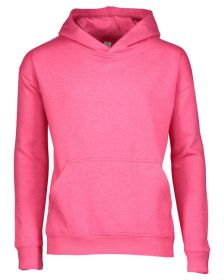 Youth Pullover Fleece Hoodie - BLACK - XS (Color: VINTAGE HOT PINK, size: XL)