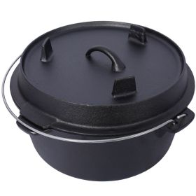 Outdoor Camping Deep Pot for Camping Cooking BBQ Baking (Type: 8 Quart, Color: black)