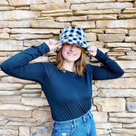 Super Cozy Checkered Bucket Hat (Color: black)