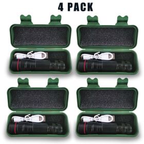 LED Flashlight USB Rechargeable Tactical Zoom Torch Powerful Mini Pen Light Work Light For Camping Shipping Via DHL-Ground,Cannot Be Shipped Via (Option: 4pcs)